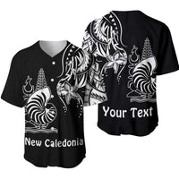 (Custom Personalised) New Caledonia Baseball Jersey Emblem Nautilus Shell Version Black LT13 Black - Polynesian Pride