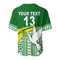 (Custom Text and Number) Tailevu Rugby Baseball Jersey Fiji Rugby Tapa Pattern Green LT13 - Polynesian Pride