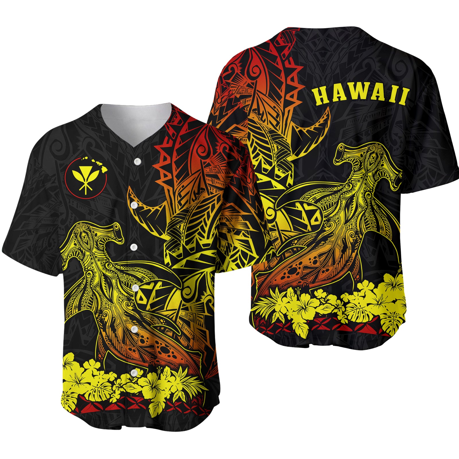 Hawaii Polynesian Baseball Jersey Wild Hammerhead Sharks Fresh Life LT13 Black - Polynesian Pride