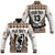 Custom Text and Number Fiji Rugby Bati Baseball Jacket Proud Tapa Pattern LT13 Unisex White - Polynesian Pride