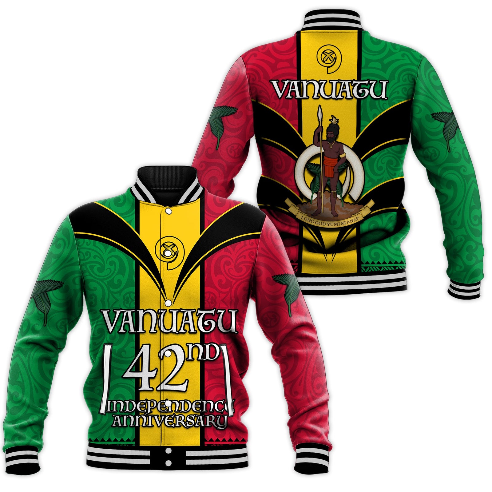 Vanuatu 1980 Baseball Jacket Vanuatuan Independence Day LT13 Unisex Yellow - Polynesian Pride