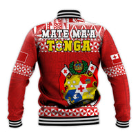 Tonga Rugby Baseball Jacket Mate Maa Tonga Pacific Ngatu White LT14 - Polynesian Pride