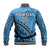 (Custom Text And Number) Fiji Tapa Rugby Baseball Jacket Fijian Cibi Dance Tapa Pattern Blue LT14 - Polynesian Pride