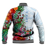 (Custom Personalised) Fiji Baseball Jacket Proud Fijian Tapa mix Tagimoucia Flowers LT13 - Polynesian Pride