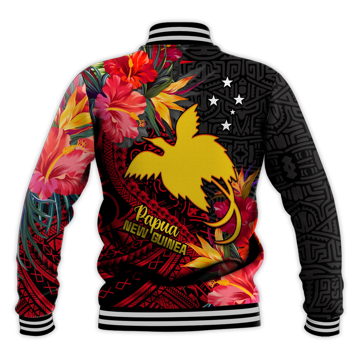 (Custom Personalised) Papua New Guinea Baseball Jacket Bird of Paradise LT13 - Polynesian Pride