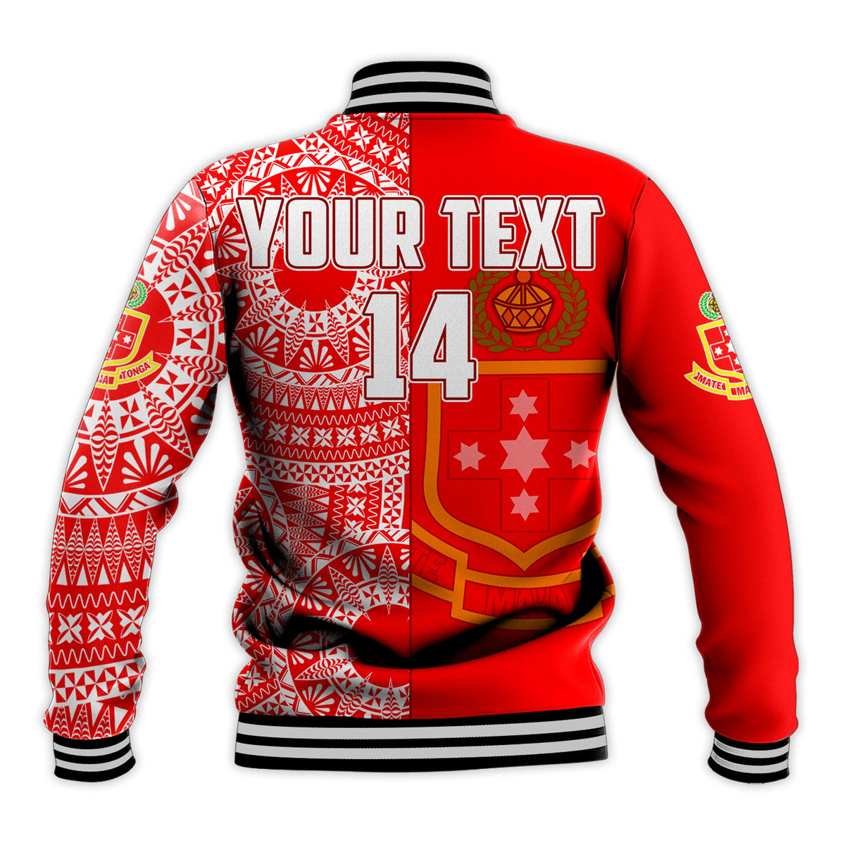 (Custom Text And Number) Kolisi Tonga High School Baseball Jacket Class Of Year Tongan Ngatu Pattern LT14 - Polynesian Pride