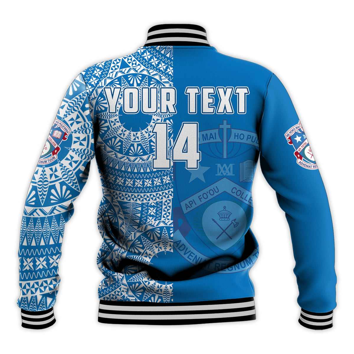 (Custom Text And Number) Apifoou Tonga College Baseball Jacket Class Of Year Tongan Ngatu Pattern LT14 - Polynesian Pride
