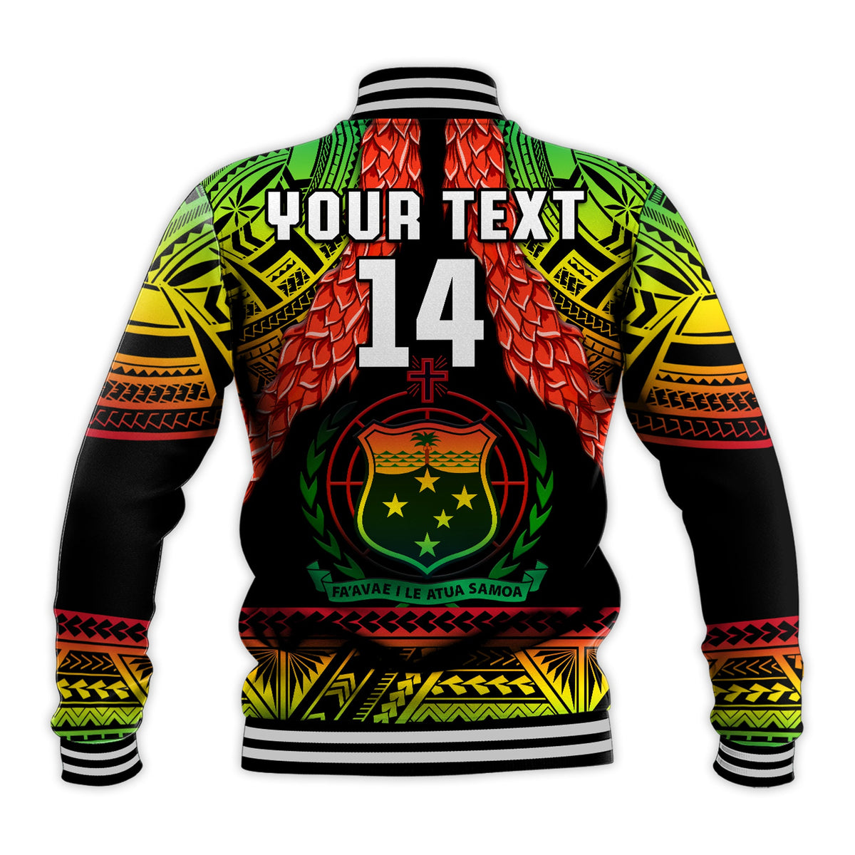 (Custom Text And Number) Samoa Rugby Baseball Jacket Teuila Torch Ginger Gradient Style LT14 - Polynesian Pride