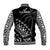 Fiji Rugby Baseball Jacket Fijian Cibi Dance Tapa Pattern Black LT14 - Polynesian Pride