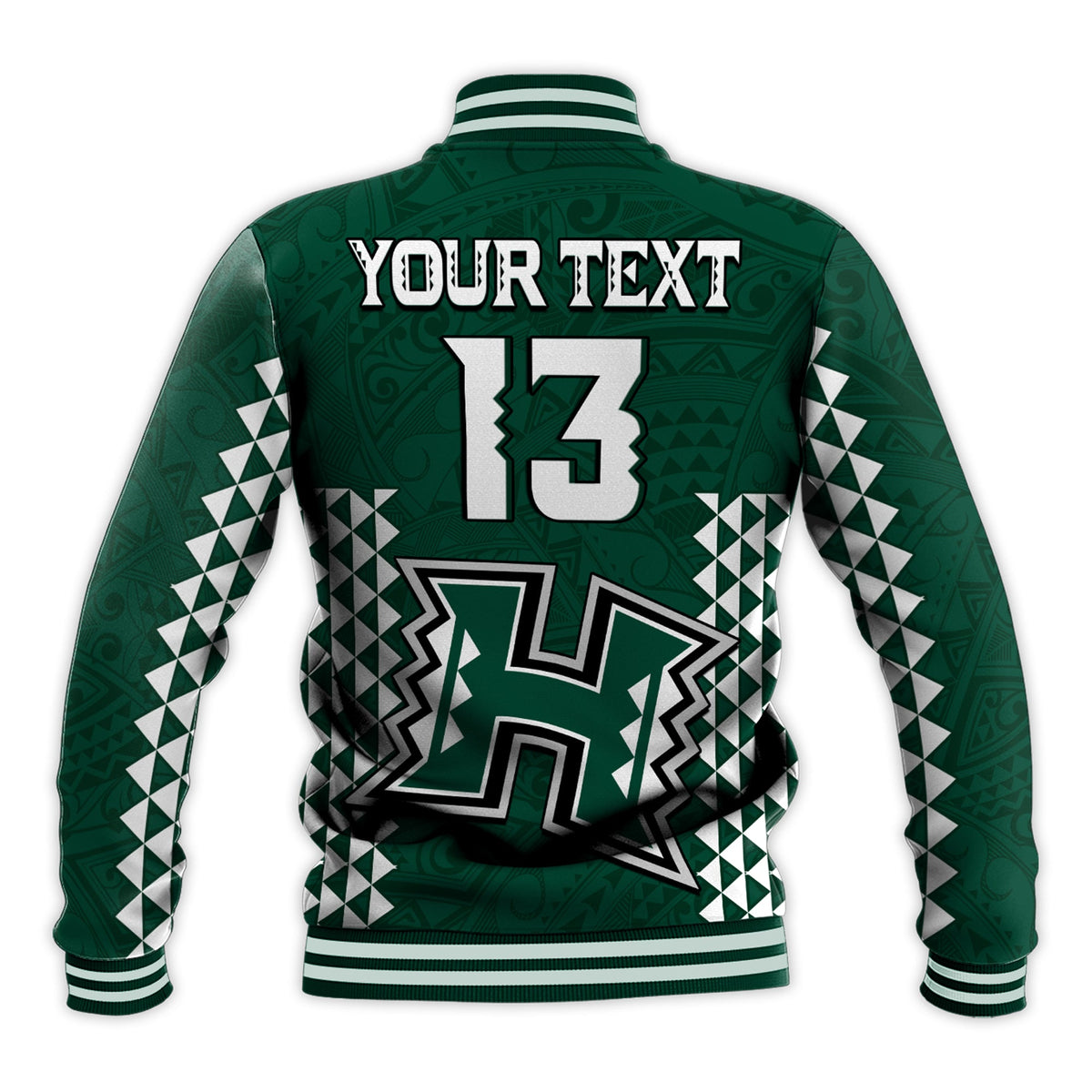(Custom Text and Number) Hawaii Football Baseball Jacket Kakau Warrior Be Stronger LT13 - Polynesian Pride