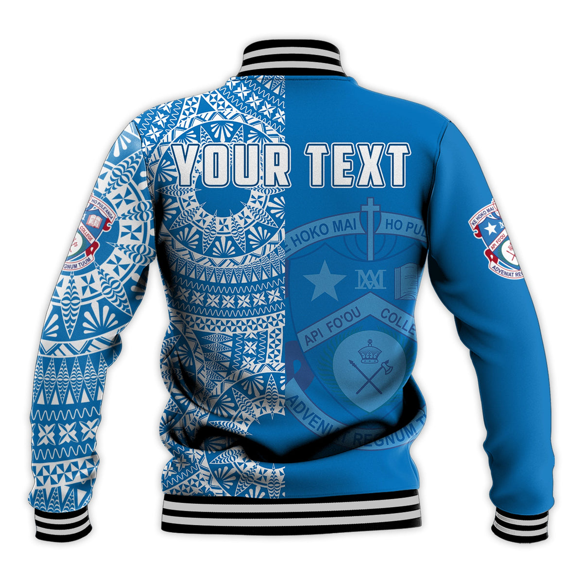 (Custom Personalised) Apifoou Tonga College Baseball Jacket Tongan Ngatu Pattern LT14 - Polynesian Pride