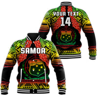 (Custom Text And Number) Samoa Rugby Baseball Jacket Teuila Torch Ginger Gradient Style LT14 Unisex Black - Polynesian Pride