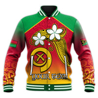 (Custom Personalised) Vanuatu Novelty Baseball Jacket Frangipani Tropical Spa Flower LT13 - Polynesian Pride