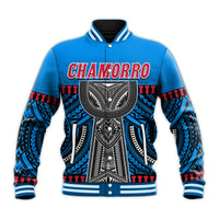 (Custom Personalised) Guam Chamorro Baseball Jacket Latte Stone Blue Polynesian Haligi LT13 - Polynesian Pride