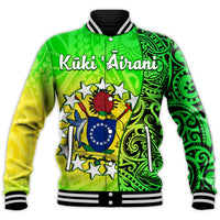 Cook Islands Baseball Jacket Cook Islands Coat Of Arms Turtle Polynesian LT14 Unisex Green - Polynesian Pride