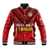 (Custom Text and Number) Tonga Rugby MMT Baseball Jacket Ngatu Mate Maa Tonga Simple LT13 - Polynesian Pride