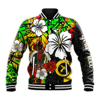 (Custom Personalised) Vanuatu Baseball Jacket Polynesia Tie Dye Hibiscus Flowers LT13 - Polynesian Pride