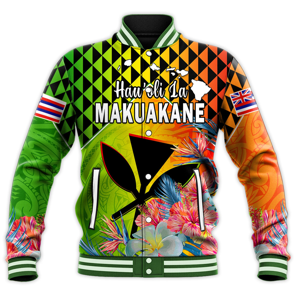 (Custom Personalised) Happy Hawaii Fathers Day Baseball Jacket Hawaiian Tribal Kanaka Maoli Hibiscus LT14 - Polynesian Pride