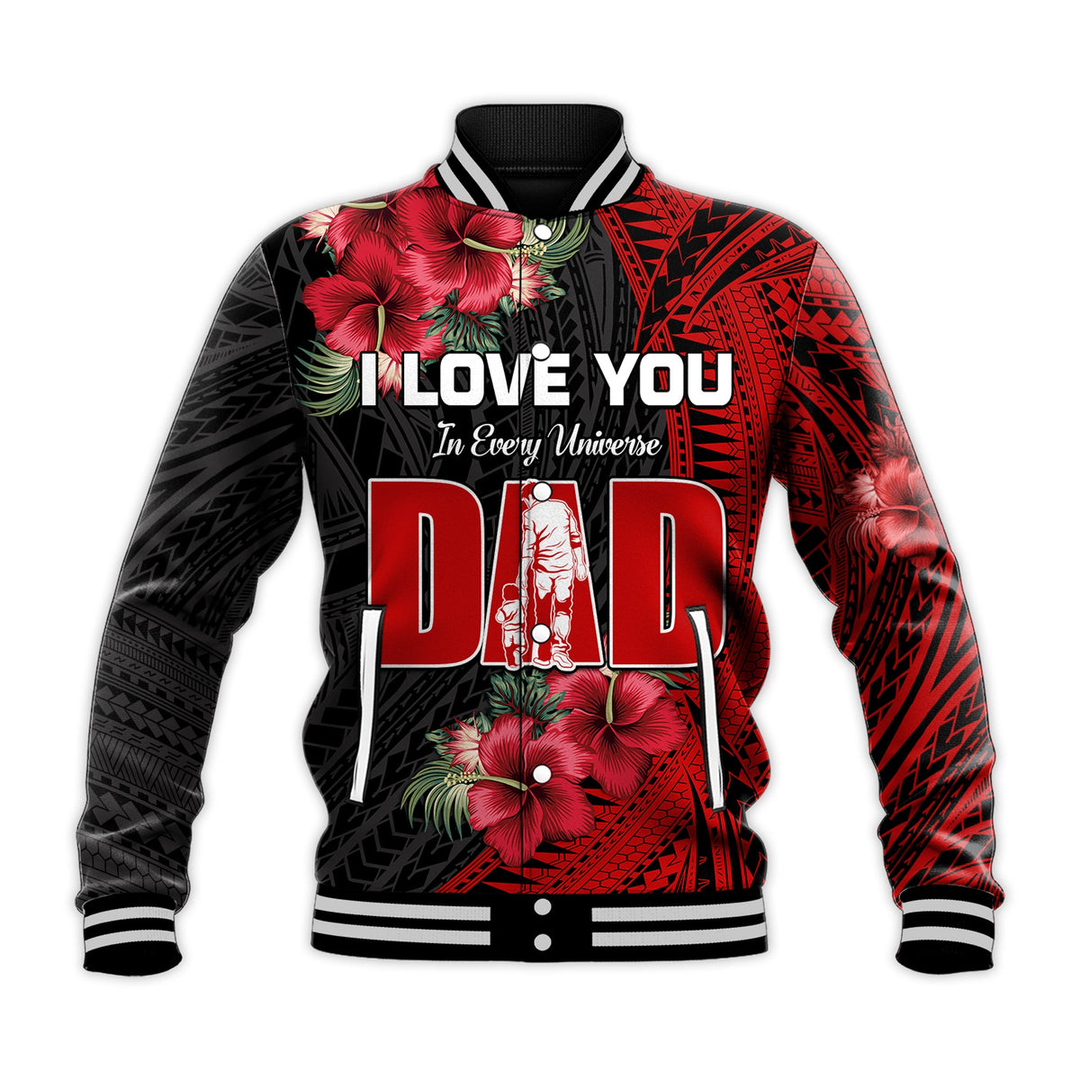 (Custom Personalised) Happy Fathers Day Baseball Jacket Polynesian Best Dad Ever LT13 - Polynesian Pride