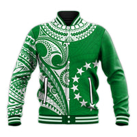 Cook Islands Tatau Baseball Jacket Symbolize Passion Stars Version Green LT13 - Polynesian Pride