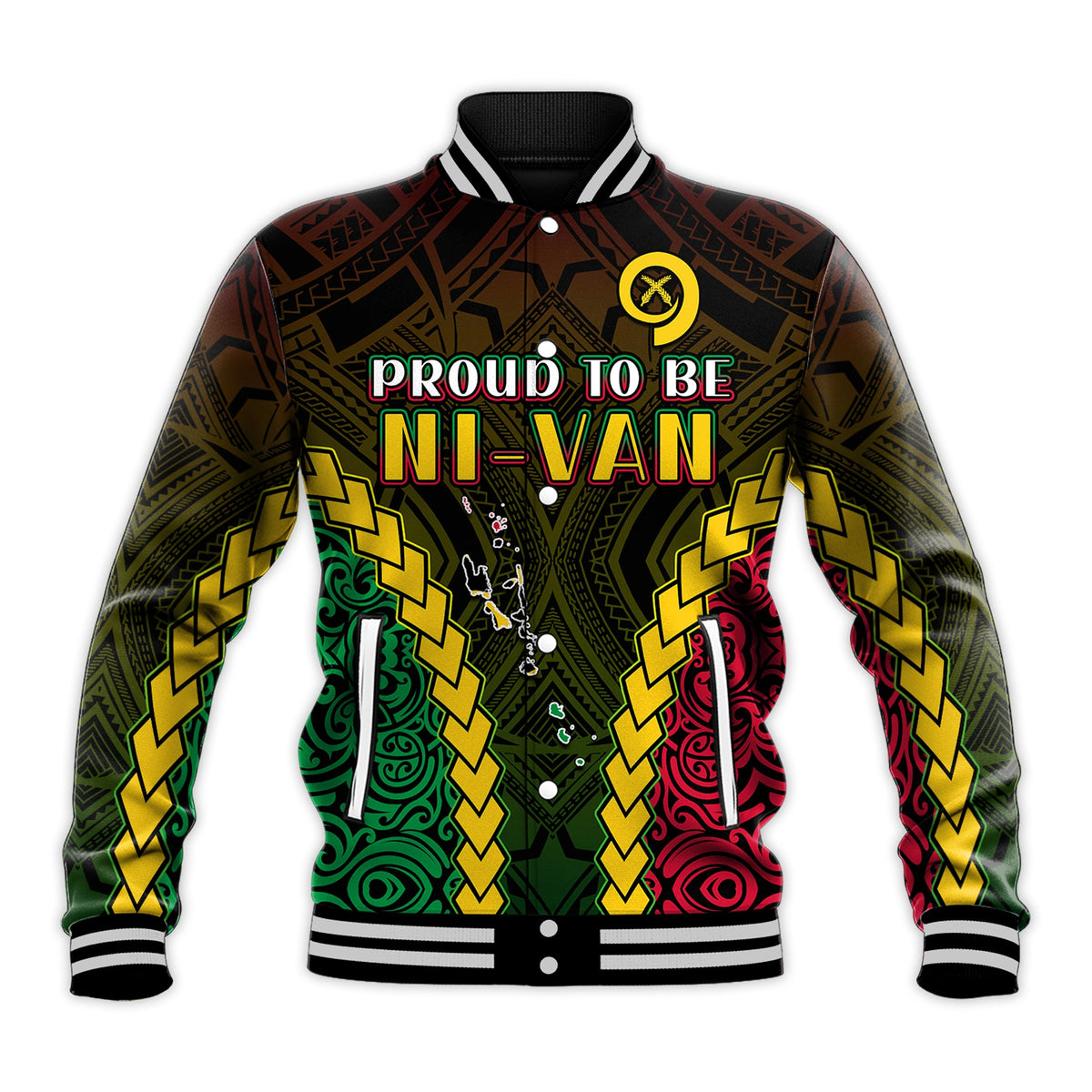 (Custom Text and Number) Vanuatu Indigenous Baseball Jacket Proud To Be Ni - Vanuatu Polynesian Pattern LT13 - Polynesian Pride