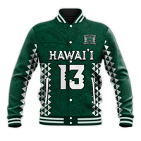 (Custom Text and Number) Hawaii Football Baseball Jacket Kakau Warrior Be Stronger LT13 - Polynesian Pride