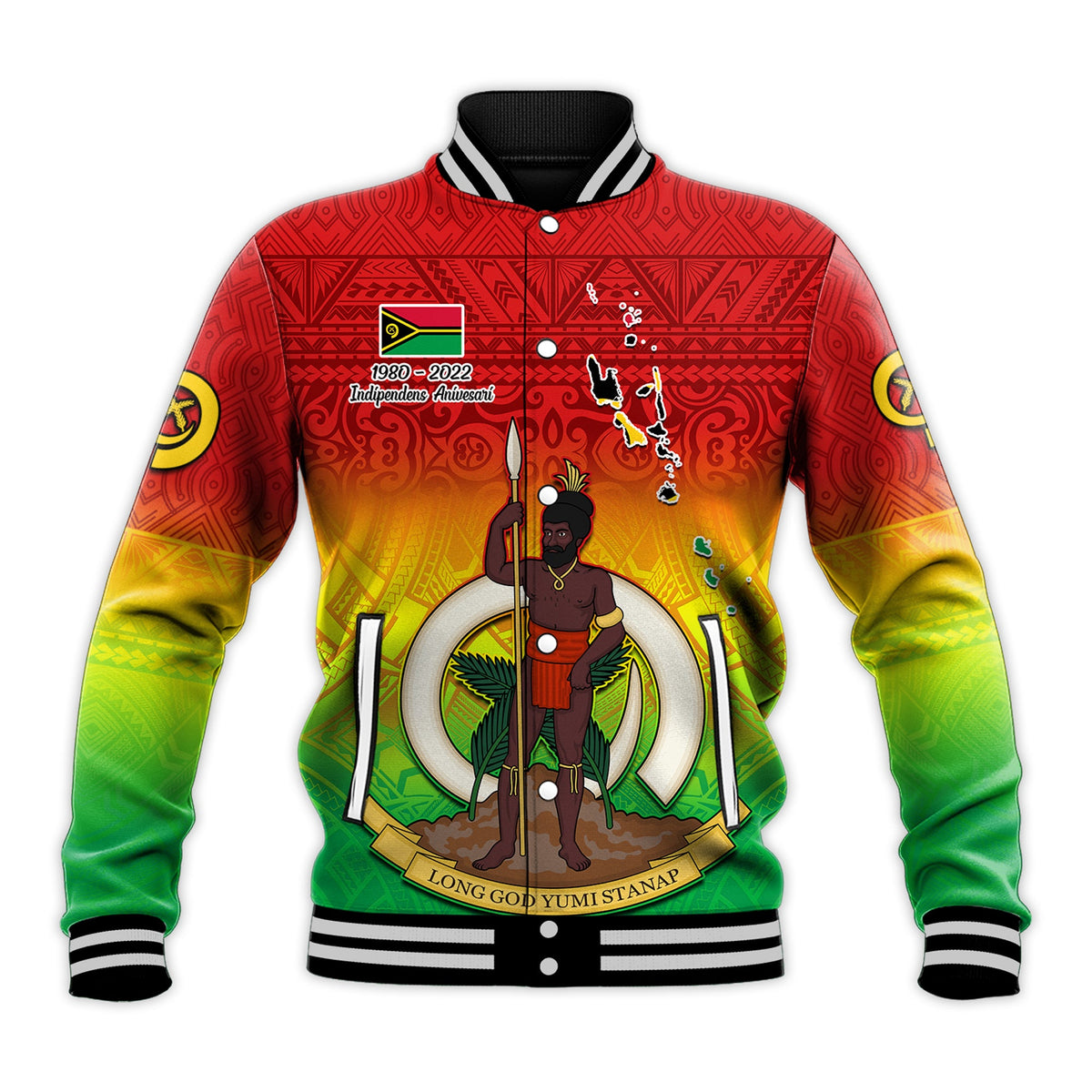 (Custom Personalised) Vanuatu Independence Day Baseball Jacket 42nd Anniversary Yumi Yumi Yumi LT13 - Polynesian Pride