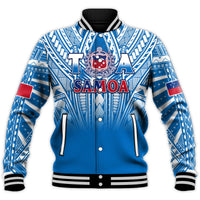 (Custom Text And Number) Samoa Rugby Baseball Jacket Personalise Toa Samoa Polynesian Pacific Blue Version LT14 - Polynesian Pride