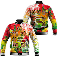 Aloha Poly Fest Baseball Jacket Polynesian Pattern With Tropical Flowers LT14 Unisex Reggae - Polynesian Pride