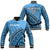 (Custom Text And Number) Fiji Tapa Rugby Baseball Jacket Fijian Cibi Dance Tapa Pattern Blue LT14 Unisex Blue - Polynesian Pride