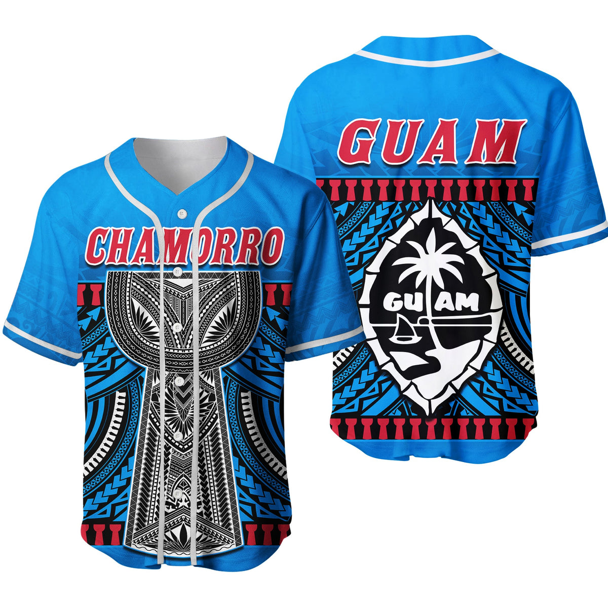 Guam Chamorro Baseball Jersey Latte Stone Blue Polynesian Haligi Ver.02 LT13 Blue - Polynesian Pride