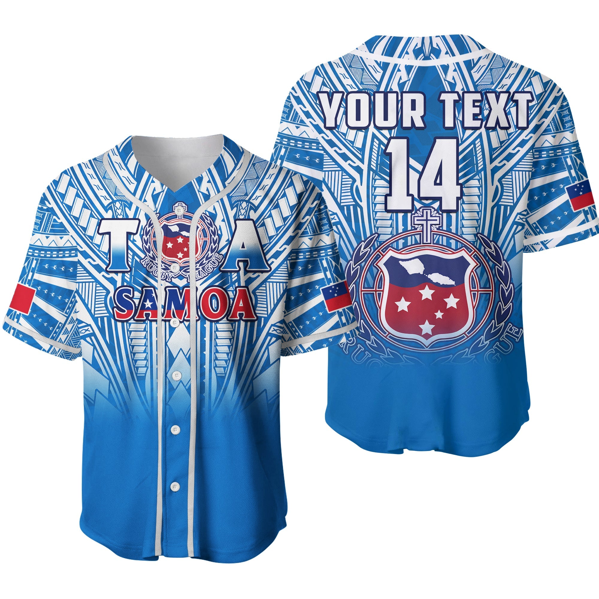 (Custom Text And Number) Samoa Rugby Baseball Jersey Personalise Toa Samoa Polynesian Pacific Blue Version Ver.02 LT14 Blue - Polynesian Pride
