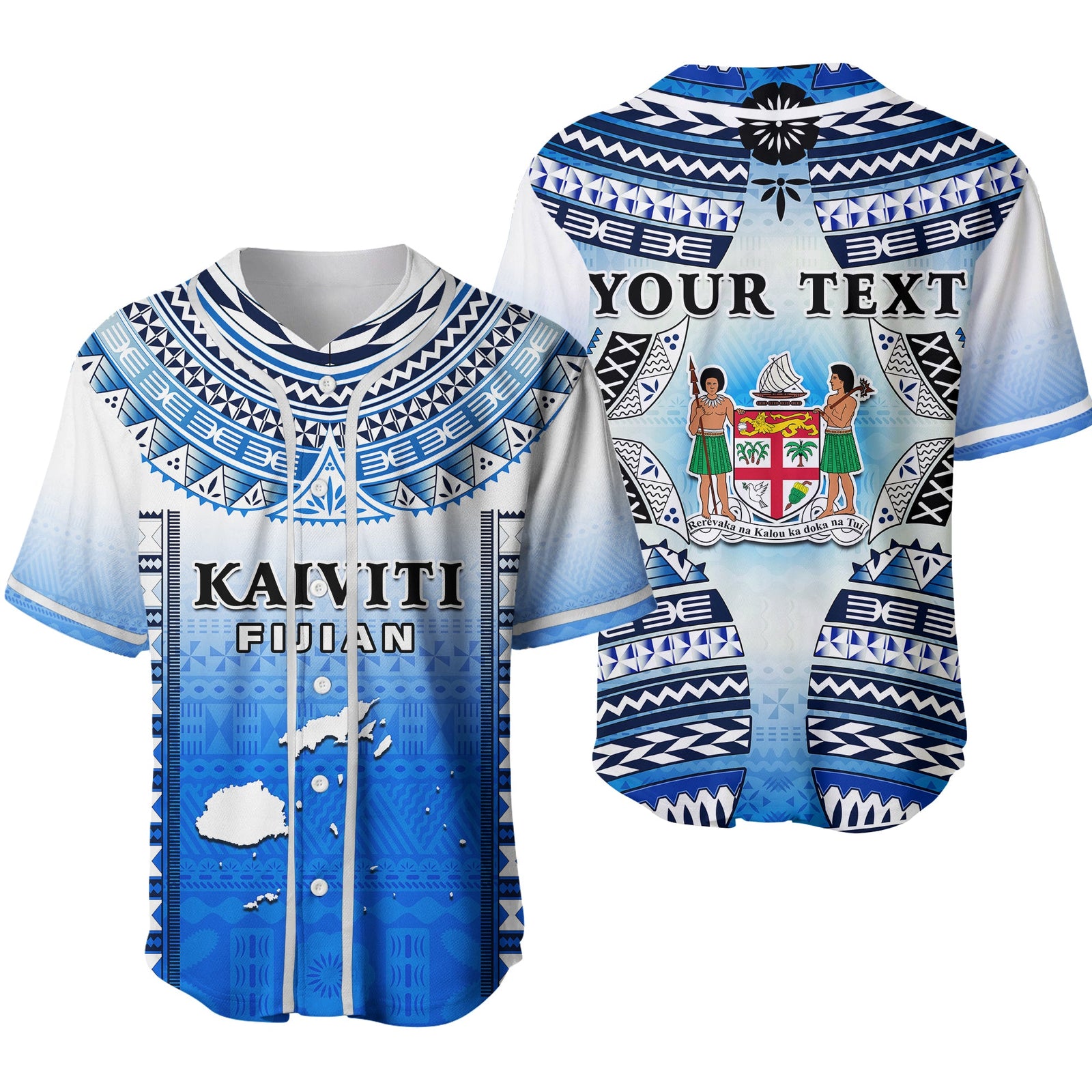 Custom Text And Number Fiji Baseball Jersey Kaiviti Fijian Special Tapa Pattern Ver.02 LT14 Blue - Polynesian Pride