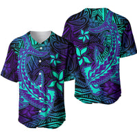 (Custom Personalised) Polynesian Baseball Jersey Purple Paradise Hawaiian Tribal Hammerhead Shark LT14 Purple - Polynesian Pride