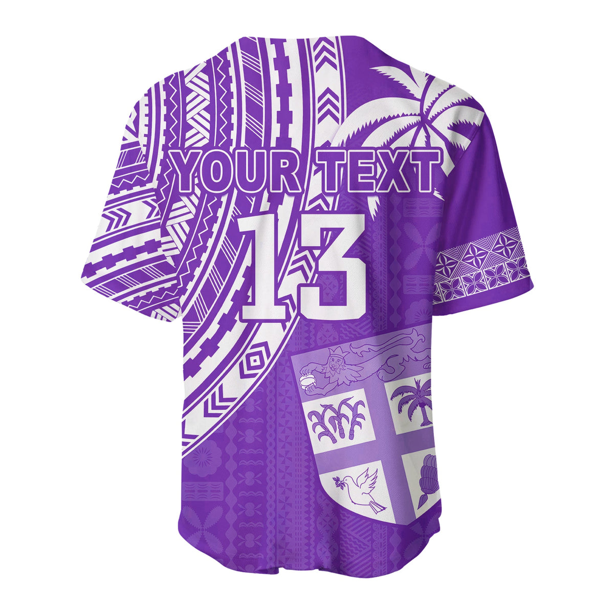 (Custom Text and Number) Fiji Rugby Sevens Baseball Jersey Fijian 7s Tapa Polynesian Purple LT13 - Polynesian Pride