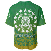 Cook Islands Baseball Jersey Circle Pattern Mix Sea Turtle Green Version LT14 - Polynesian Pride