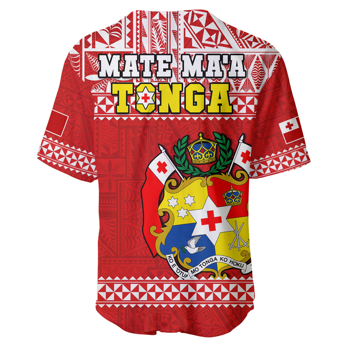 Tonga Rugby Baseball Jersey Mate Maa Tonga Pacific Ngatu White LT14 - Polynesian Pride