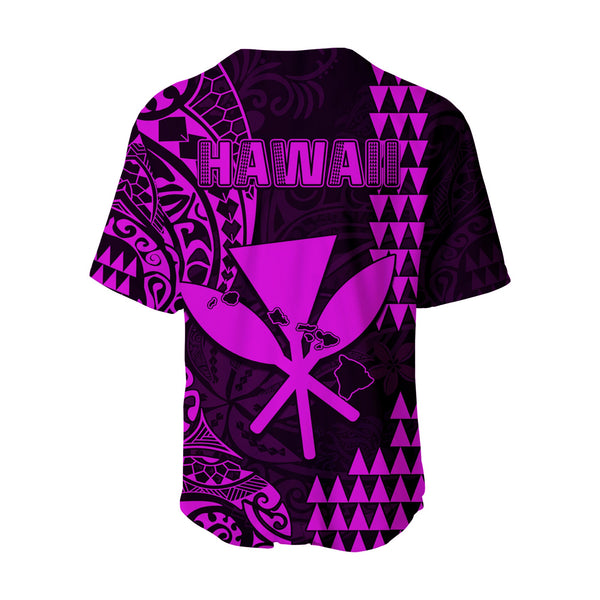(Custom Personalised) Hawaii Baseball Jersey Kakau Warrior Helmet Gradient Purple Polynesian Ver.01 LT14