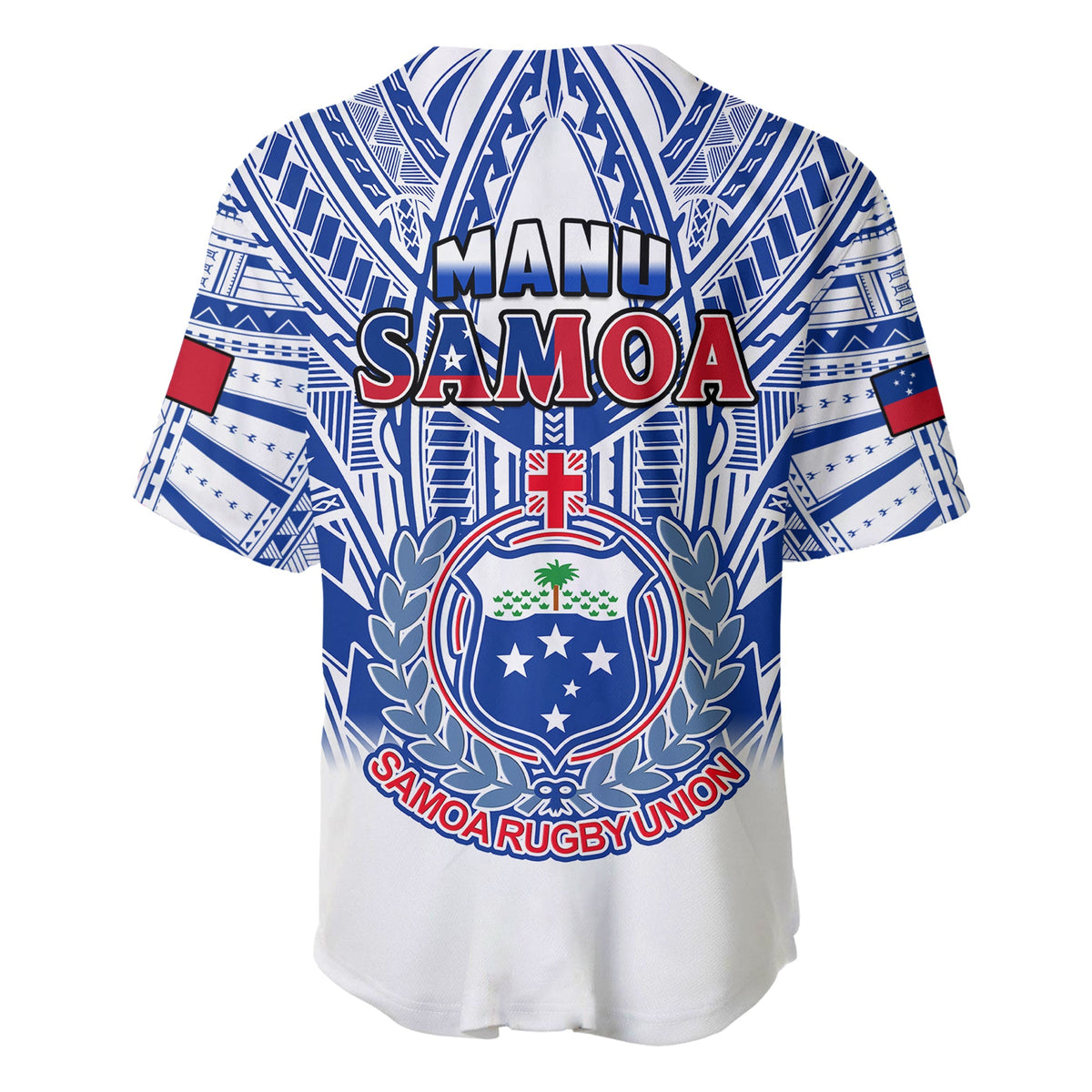 Samoa Rugby Baseball Jersey Manu Samoa 7s Ginger White Polynesian LT14 - Polynesian Pride