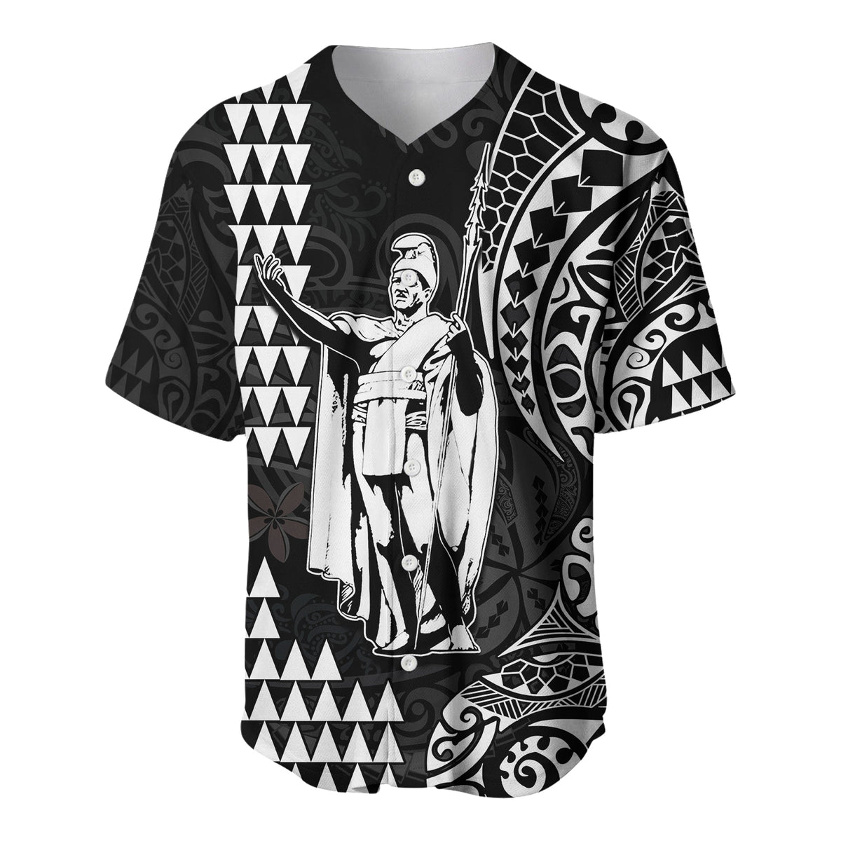 Hawaii Day Kakau Baseball Jersey Proud To Be Hawaiian Black King Kamehameha and Kanaka Maoli LT13 Black - Polynesian Pride