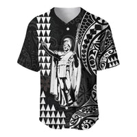 Hawaii Day Kakau Baseball Jersey Proud To Be Hawaiian Black King Kamehameha and Kanaka Maoli LT13 Black - Polynesian Pride