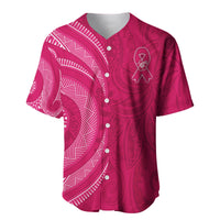 Breast Cancer Awareness Baseball Jersey Hibiscus Polynesian No One Fights Alone LT13 Pink - Polynesian Pride