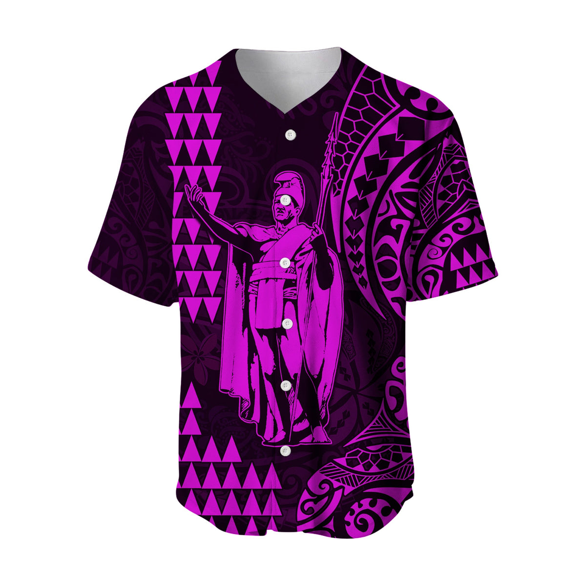 (Custom Text and Number) Hawaii Day Kakau Baseball Jersey Proud To Be Hawaiian Purple King Kamehameha and Kanaka Maoli LT13 - Polynesian Pride
