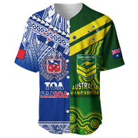 (Custom Personalised) Samoa Rugby and Australia Rugby Baseball Jersey Toa Samoa Mix Kangaroos Pacific LT14 Art - Polynesian Pride