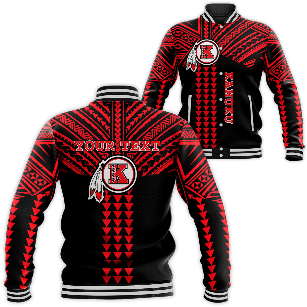 (Custom Personalised) Kahuku Passionate Baseball Jacket Hawaii High & Intermediate School LT13 Unisex Black - Polynesian Pride