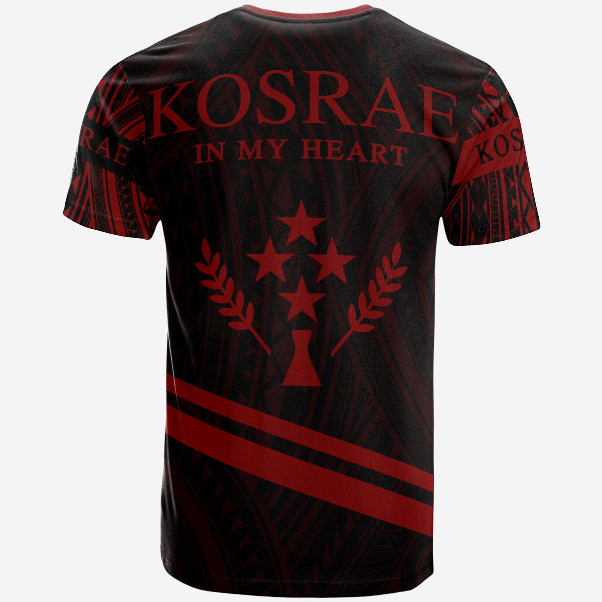 Kosrae State T Shirt In My Heart Style Red Polynesian Patterns - Polynesian Pride