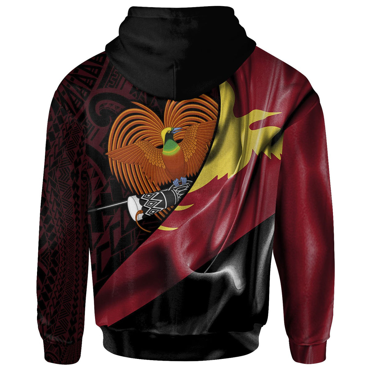 Papua New Guinea Hoodie Arawa PNG Flag of Silk Style - Polynesian Pride