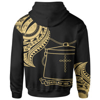 Tokelau Custom Zip Hoodie Tokelau Tatau Gold Patterns - Polynesian Pride