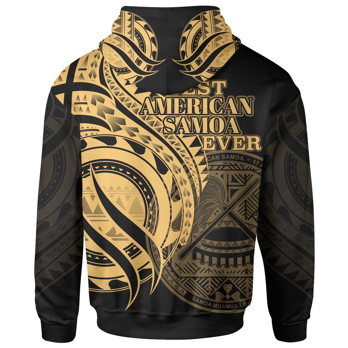 American Samoa Zip Hoodie Gold Polynesian Patterns Best American Samoa Ever - Polynesian Pride