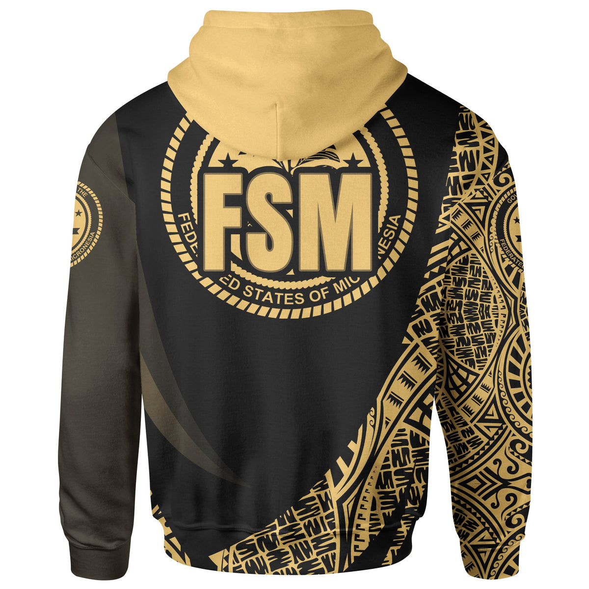 Federated States of Micronesia Zip Hoodie Gold Polynesian Patterns Sport Style - Polynesian Pride
